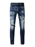 Navy Blue Patch Paint Jeans