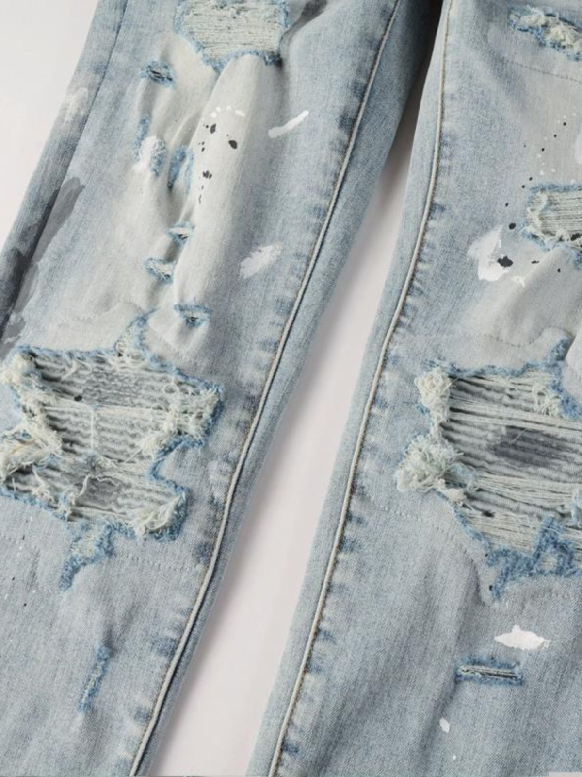 Light Blue Patch Paint Jeans
