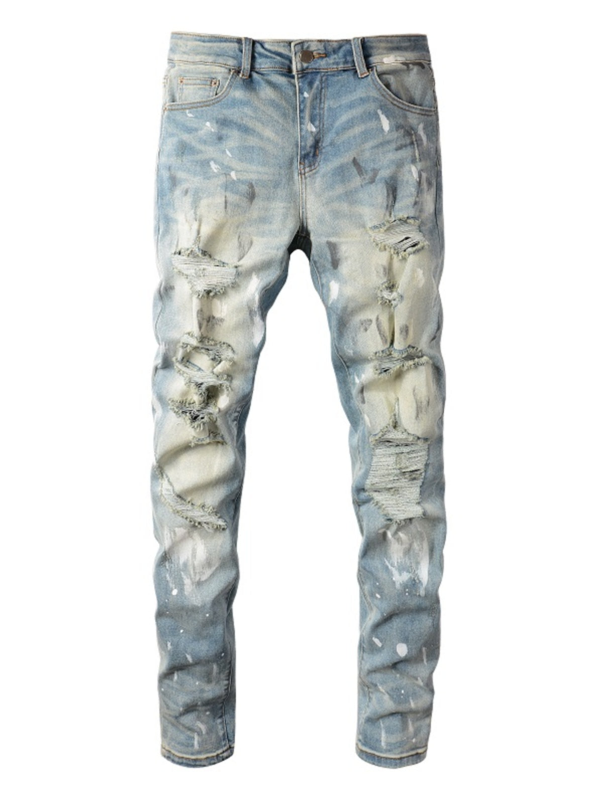 Washed Denim Paint Jeans