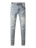 Light Blue Patch Paint Jeans