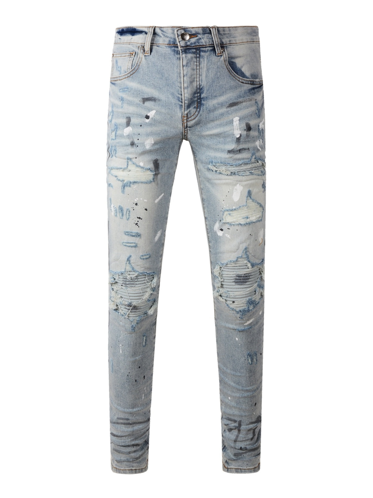 Light Blue Patch Paint Jeans
