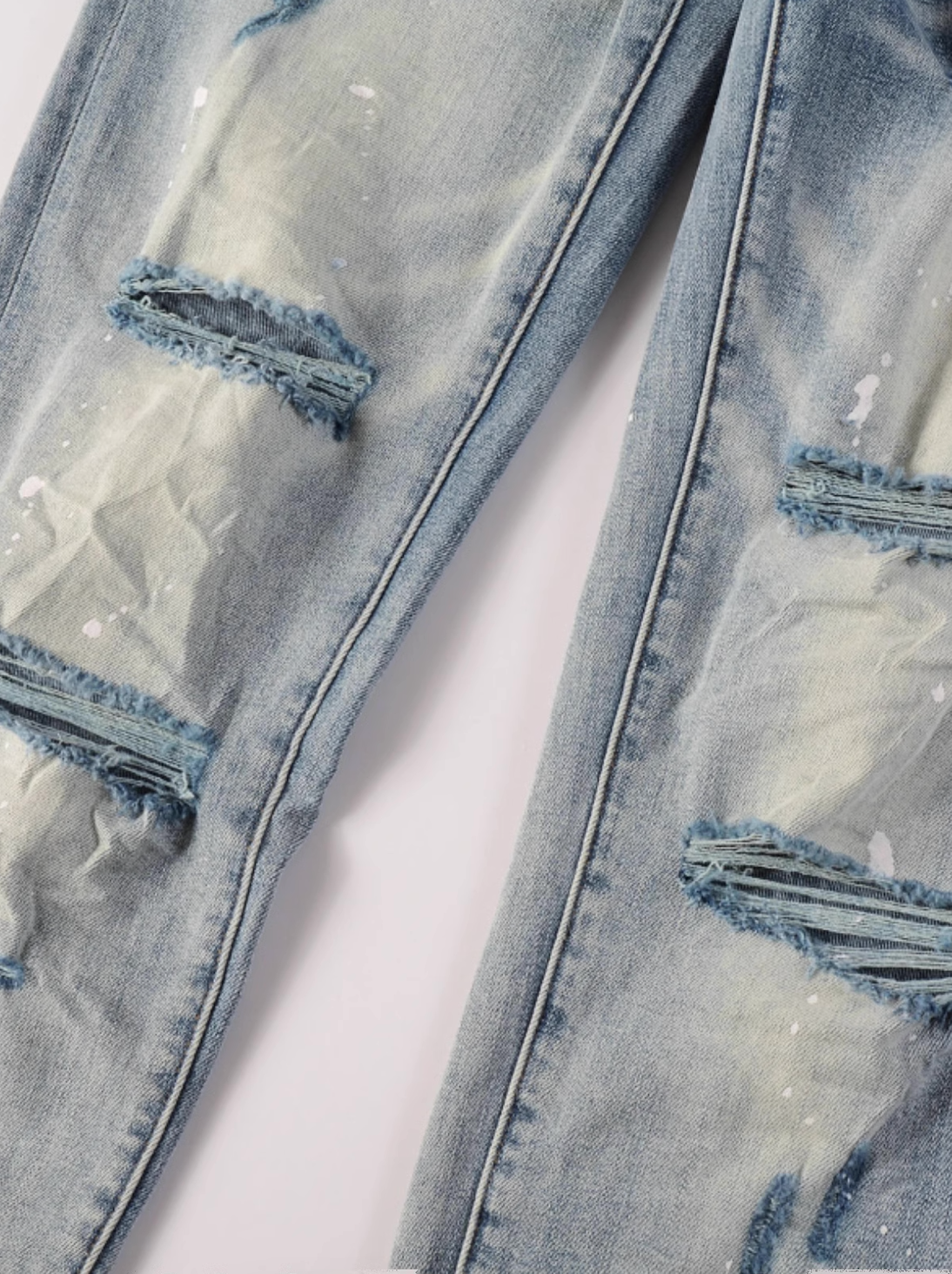 Ripped Paint Denim Jeans