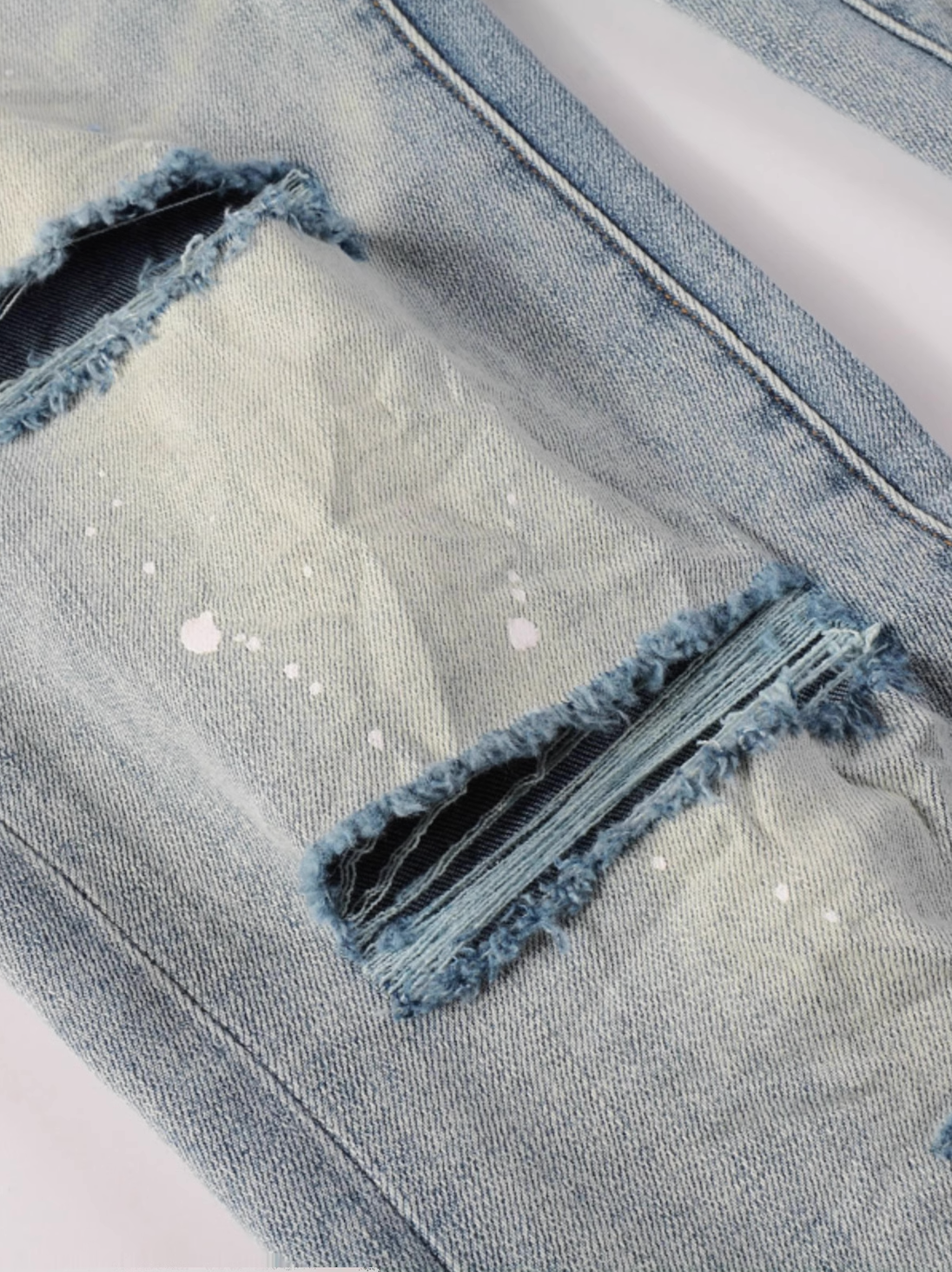 Ripped Paint Denim Jeans